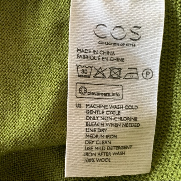 COS Green Wool Boat Neck Sweater - Picture 6 of 6